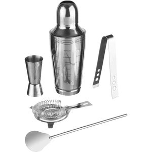 Cocktailshaker 600 ml RVS 5-delige set