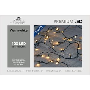 1x Kerstverlichting 120 warm witte leds met dimmer en timer buiten