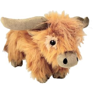 Inware pluche Schotse hooglander koe knuffeldier - bruin - staand - 24 cm - Koeien knuffels