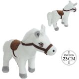 Knuffeldier Paard Lola - zachte pluche stof - dieren knuffels - wit - 23 cm