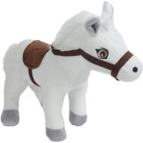 Knuffeldier Paard Lola - zachte pluche stof - dieren knuffels - wit - 23 cm