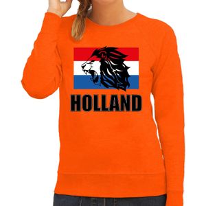 Oranje sweater / trui Holland / Nederland supporter met leeuw en vlag EK/ WK voor dames