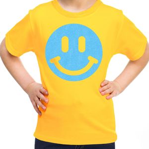 Verkleed T-shirt voor meisjes - smiley - geel - carnaval - feestkleding voor kinderen