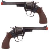 2x stuks verkleed speelgoed revolver/pistool metaal 8 schots