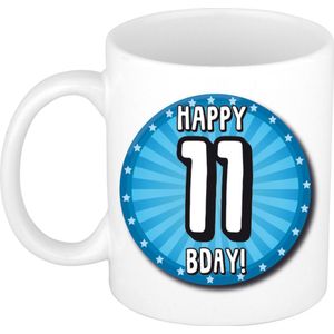 Verjaardag cadeau mok 11 jaar - blauw - wiel - 300 ml - keramiek