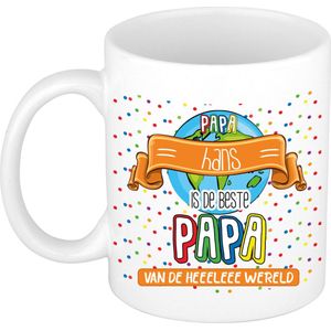 Naam mok papa Hans - wit - de beste - keramiek - 300 ml - Vaderdag/verjaardag