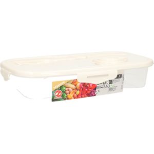 Lunchbox - wit met bestek -1 liter - plastic -14 x 23 x 6 cm