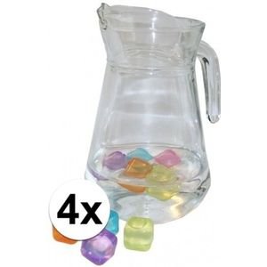 4 stuks glazen waterschenkkannen 1,3 liter