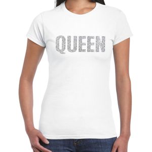 Glitter Queen t-shirt wit rhinestones steentjes voor dames - Glitter shirt/ outfit