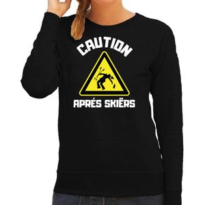 Apres ski sweater voor dames - apres ski waarschuwing - zwart - winter trui