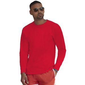 Fruit of the Loom t-shirt lange mouwen - heren - rood - katoen - regular fit