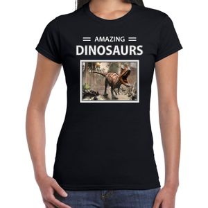 Carnotaurus dinosaurus t-shirt met dieren foto amazing dinosaurs zwart voor dames