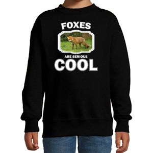 Dieren bruine vos sweater zwart kinderen - foxes are cool trui jongens en meisjes