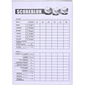 Haza Scoreblok Yahtzee - 100 vellen - Formaat 15 x 10,5 cm - Nederlands - Geschikt voor kinderen en volwassenen