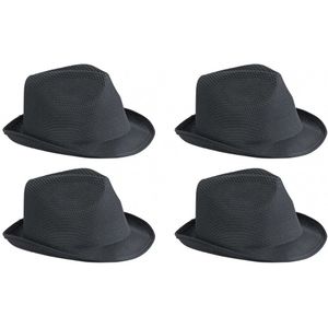 4x stuks trilby feesthoedje zwart voor volwassenen