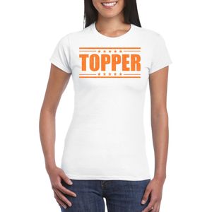 Verkleed T-shirt voor dames - topper - wit - oranje glitters - feestkleding