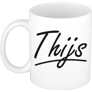 Naam cadeau mok / beker Thijs met sierlijke letters 300 ml