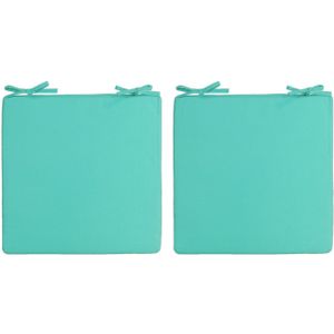 8x stuks stoelkussens voor binnen en buiten in de kleur aqua groen/blauw 40 x 40 cm