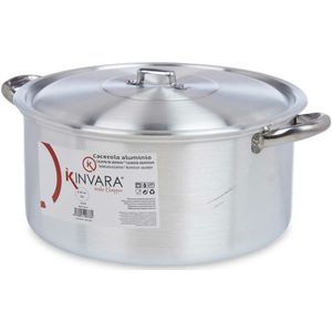 Kinvara grote kookpan/Soeppan met deksel - Aluminium - 10 liter - D32 x H18 cm - Sauspan - Extra groot