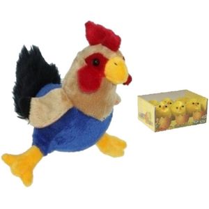 Pluche kippen/hanen knuffel van 20 cm met 6x stuks mini kuikentjes 3,5 cm