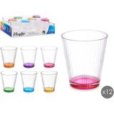 Waterglazen/drinkglazen Colorama - 12x - transparant kleurenmix - 375 ml - 10 cm