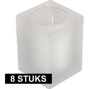 8x Matte kaarsenhouders met kaars 7 x 10 cm 24 branduren