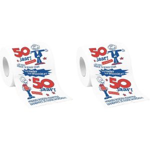 Set van 2x stuks toiletpapier rollen 50 jaar man verjaardagscadeau decoratie/versiering