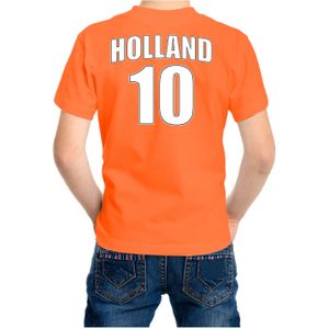 Oranje supporter t-shirt - rugnummer 10 - Holland / Nederland fan shirt / kleding voor kinderen 110/116