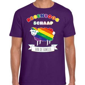 Gay Pride T-shirt voor heren - regenboog schaap - paars - LHBTI