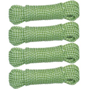 AMIG Paracord touw - 4x - 10 meter - D4mm - 100kg - PP/PE - lichtgroen/wit