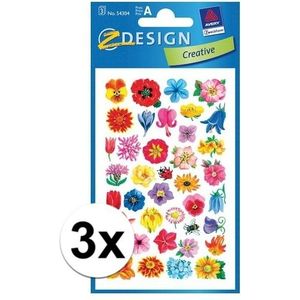 3x Bloemen stickers 2 vellen