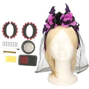 Verkleed setje Day of the Dead - sugar skull schmink en diadeem - Halloween/Carnaval accessoires