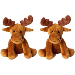 2x Stuks Pluche Bruine Eland Knuffel 20 cm - Elanden Knuffels - Speelgoed Voor Kinderen