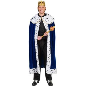 Blauwe koning cape/mantel voor volwassenen
