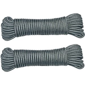 AMIG Paracord touw - 2x - 20 meter - D4mm - 100kg - PP/PE - legergroen/wit