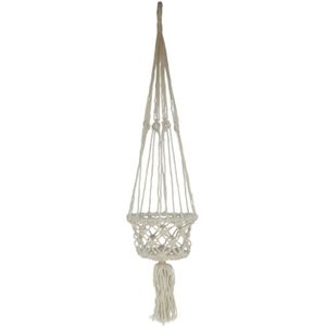 Gerimport plantenpot aan macrame touw - Ibiza stijl - plantenhanger - 16 x 77 cm
