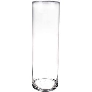 Hoge cilinder vaas/vazen van glas 50 x 15 cm