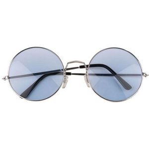 Toppers Blauwe XL hippie bril met grote glazen
