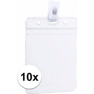 Multipack van 10x ID badgehouder met bevestigings clipje 8,5 x 12,2 cm
