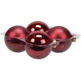 8x stuks glazen kerstballen rood 10 cm mat/glans