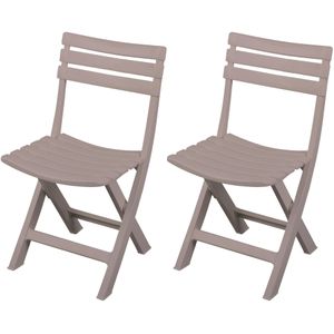 Klapstoel voor buiten/binnen - 2x - beige - 41 x 79 cm - stevig kunststof - Bijzet stoelen