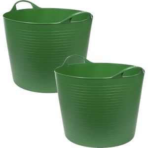 2x stuks flexibele kuip emmers/wasmanden rond groen 45 liter