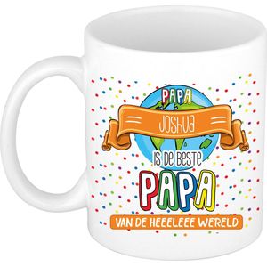 Naam mok papa Joshua - wit - de beste - keramiek - 300 ml - Vaderdag/verjaardag