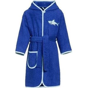 Blauwe badjas/ochtendjas haai borduursel voor kinderen