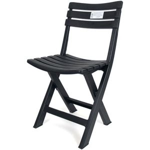 Klapstoel voor buiten/binnen - antraciet - 41 x 78 cm - stevig kunststof - Bijzet stoelen