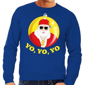 Foute kersttrui hip hop / rapper Kerstman blauw voor heren
