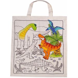 6x stuks inkleurbaar tasje met dinosaurus motief - kinder tasjes voor een verjaardag