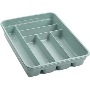 Bestekbak/bestekhouders 6-vaks mintgroen - 40 x 30 x 7 cm - Keuken opberg accessoires