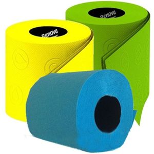 Groen/geel/turquoise wc papier rol pakket