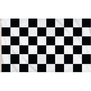 Finish vlag zwart wit met ophangringen 90 x 150 cm